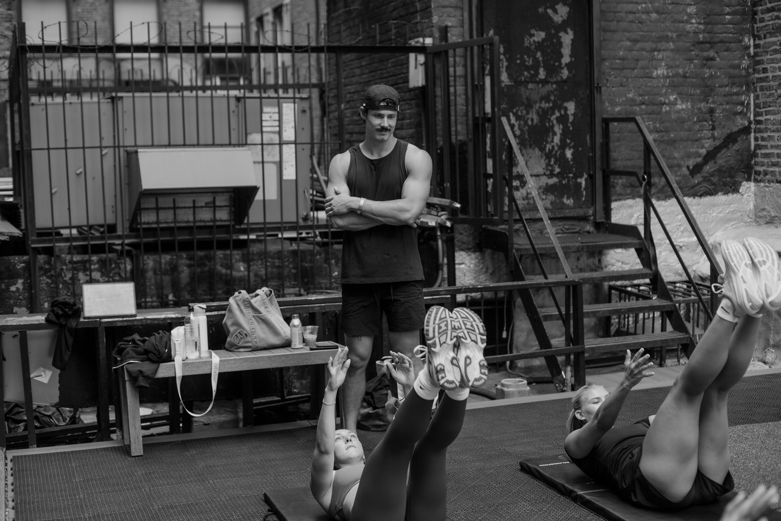 Coach observing client ab exercises